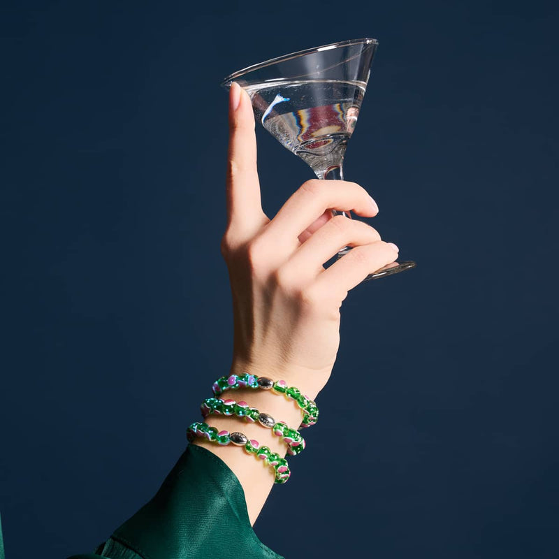 Green x Pink | .925 Sterling Silver | Firefly Glass Love Bracelet