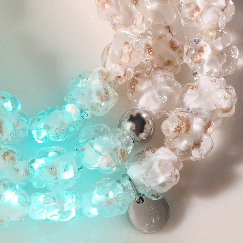 Ivory | Silver | Firefly Glass Clover Bracelet