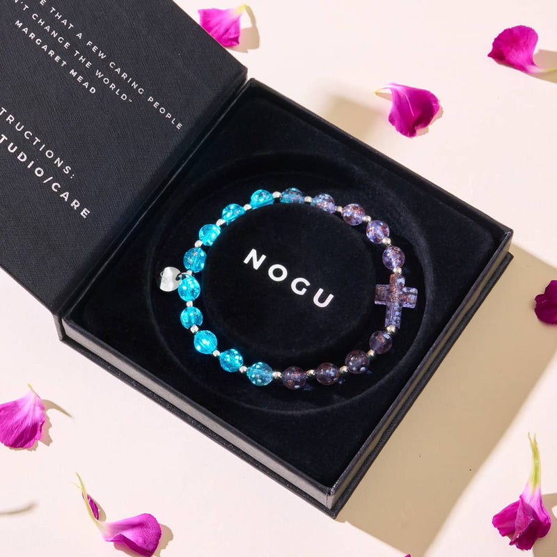 Lilac | Silver | Firefly Glass Cross Bracelet
