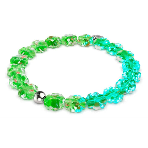 Luminous Shamrock | Silver | Firefly Glass Clover Bracelet