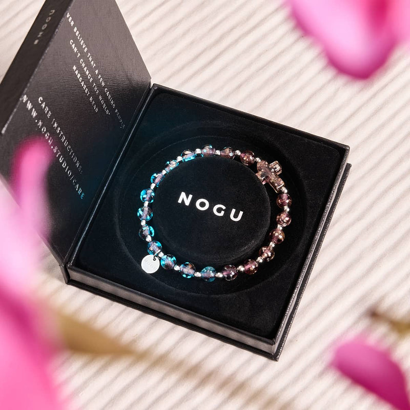 Merlot | Silver | Firefly Glass Cross Bracelet