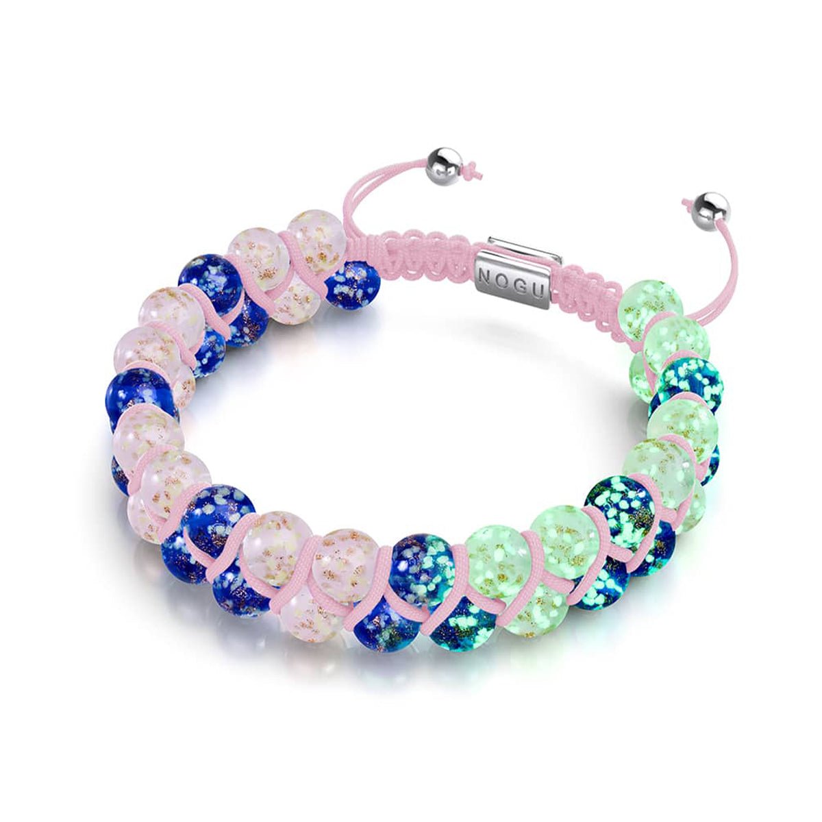 Oasis | Pink Succulent x Sapphire | Double Firefly Glass Bracelet