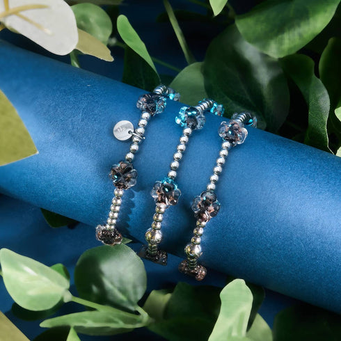 Obsidian | Silver | Firefly Glass Clover Essence Bracelet