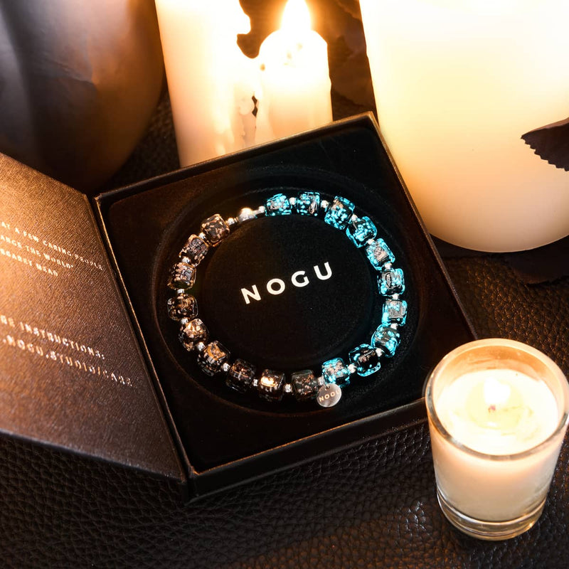 Obsidian | Silver | Firefly Glass Pebble Bracelet