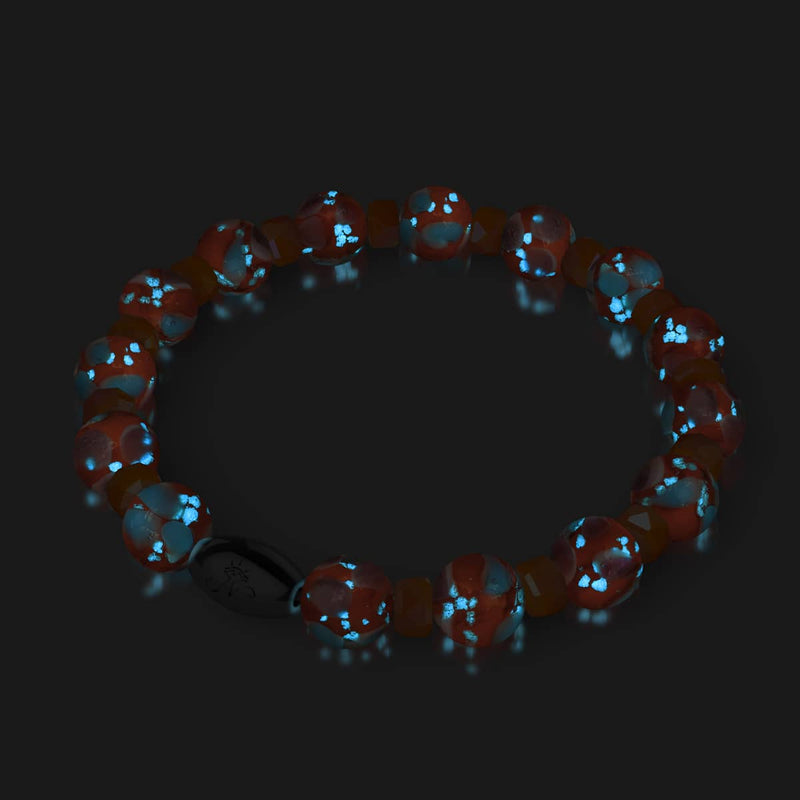 Orange Orchid | .925 Sterling Silver | Firefly Glass Blossom Bracelet