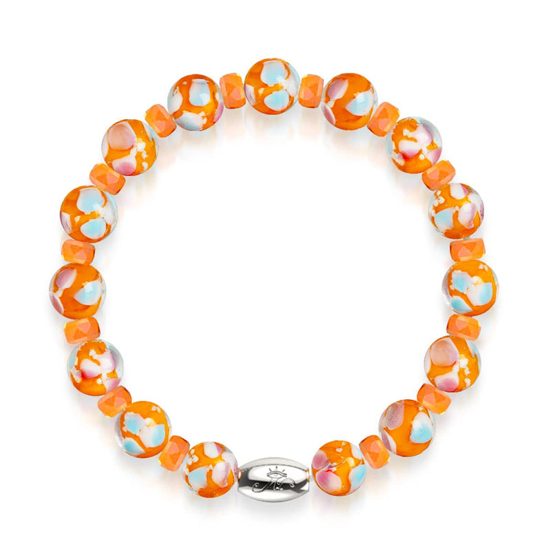 Orange Orchid | .925 Sterling Silver | Firefly Glass Blossom Bracelet
