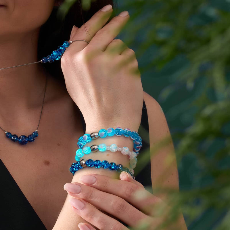 Orchid Blooms | .925 Sterling Silver | Firefly Glass Blossom Bracelet