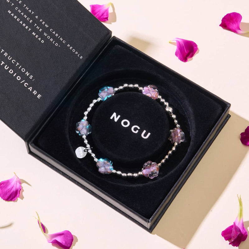 Periwinkle | Silver | Firefly Glass Clover Essence Bracelet