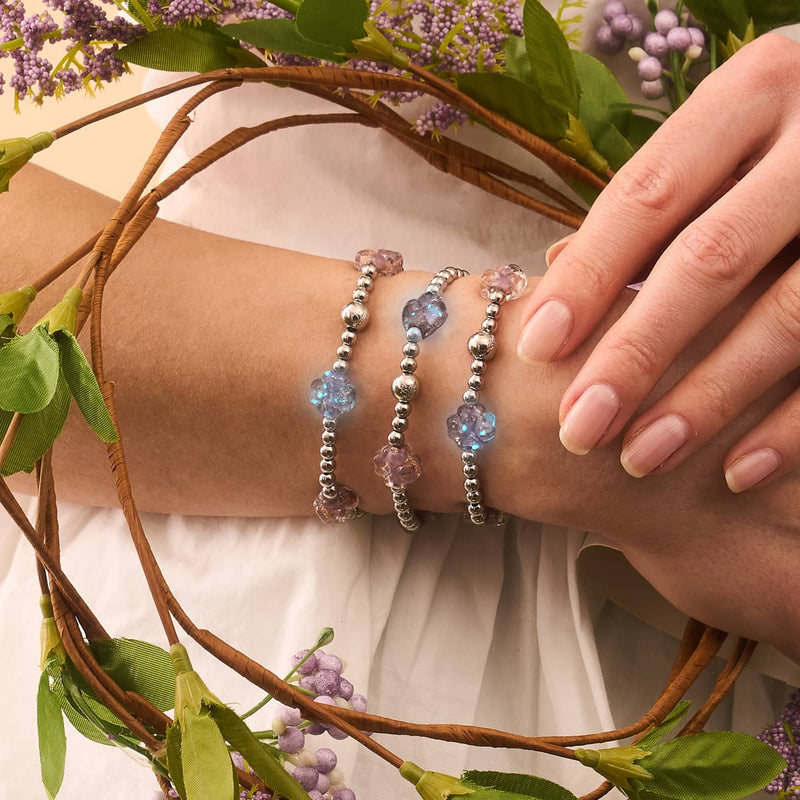 Periwinkle | Silver | Firefly Glass Clover Essence Bracelet