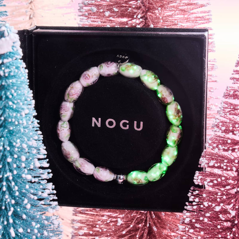 Pink Roses | .925 Sterling Silver | Firefly Glass Garden Bracelet