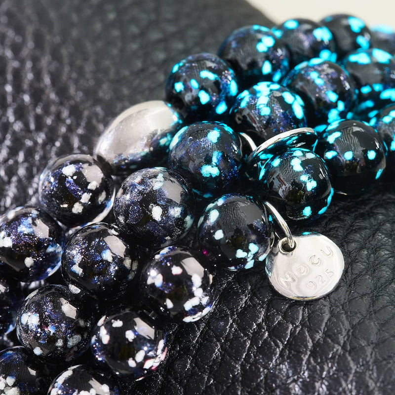 Pitch Black | .925 Sterling Silver | Firefly Glass Bracelet