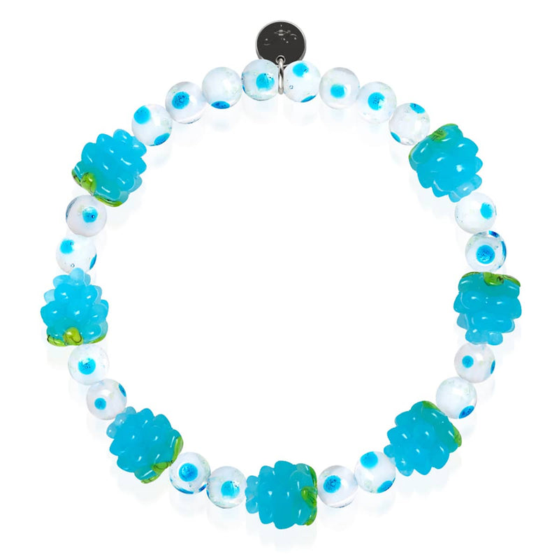 Polka Dot Blue | .925 Sterling Silver | Firefly Glass Berry Bracelet