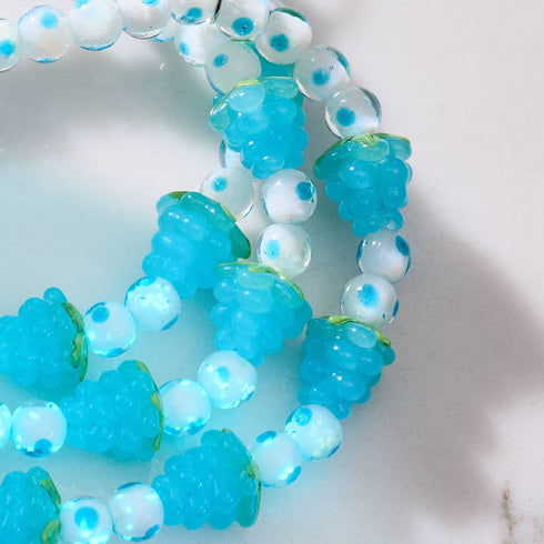 Polka Dot Blue | .925 Sterling Silver | Firefly Glass Berry Bracelet