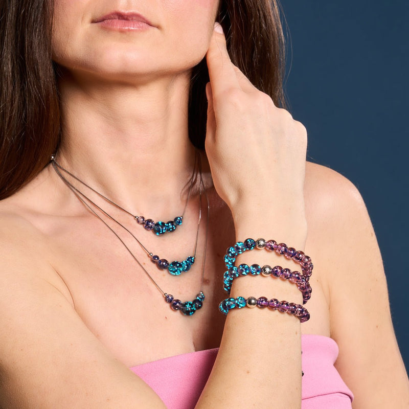 Purple Elixir | Silver | Firefly Glass Macrame Bracelet