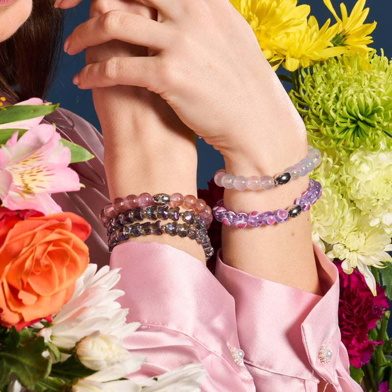 Purple x Pink | .925 Sterling Silver | Firefly Glass Love Bracelet