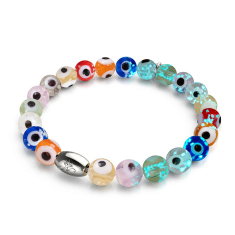 Rainbow | .925 Sterling Silver | Firefly Glass Evil Eye Bracelet