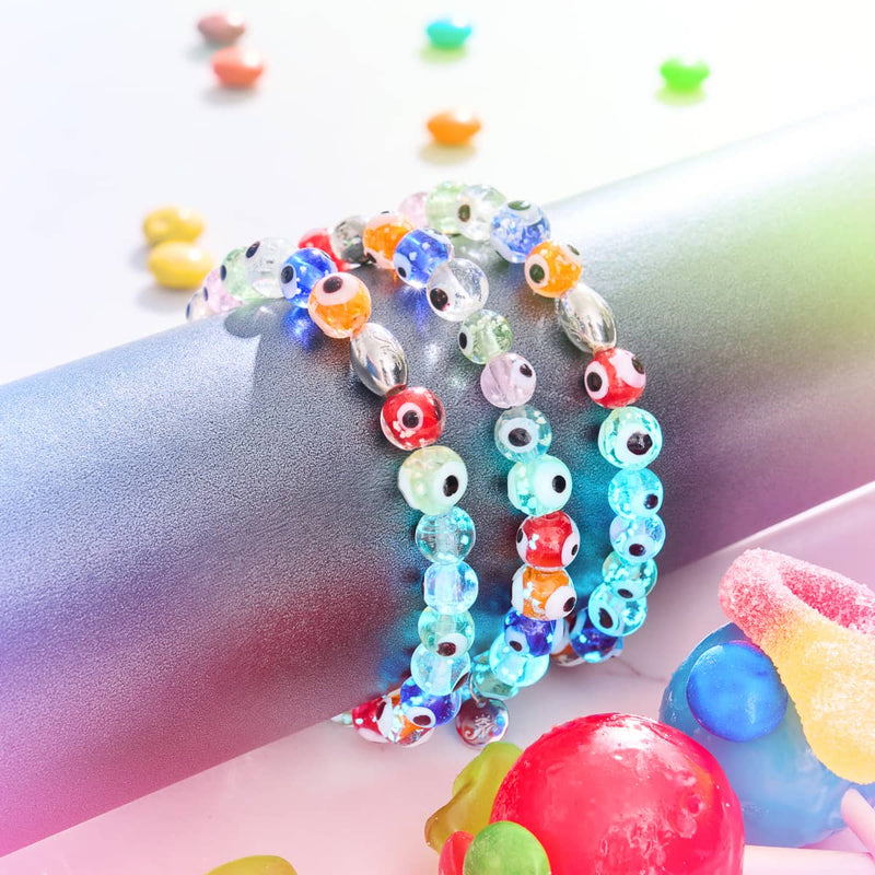 Rainbow | .925 Sterling Silver | Firefly Glass Evil Eye Bracelet