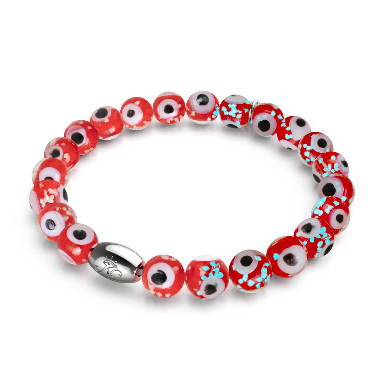 Red | .925 Sterling Silver | Firefly Glass Evil Eye Bracelet