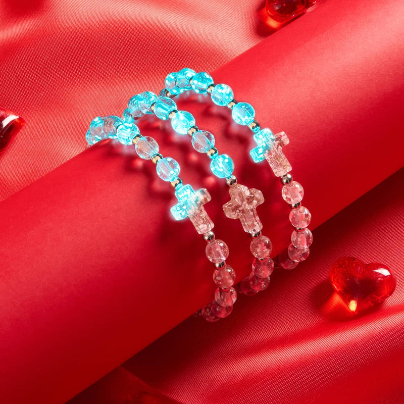 Rosewater | Silver | Firefly Glass Cross Bracelet