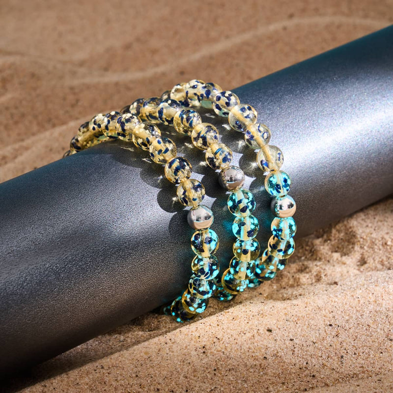 Sandstone Flame | Silver | Firefly Glass Macrame Bracelet