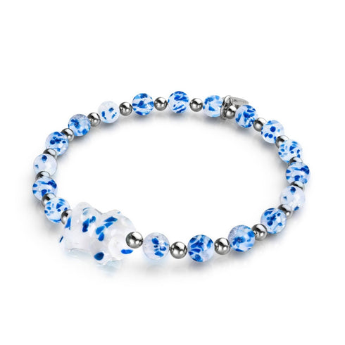 Starlit Waves | Silver | Firefly Glass Bear Bracelet