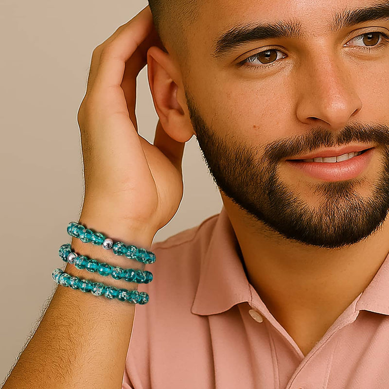 Teal | .925 Sterling Silver | Firefly Glass Bracelet