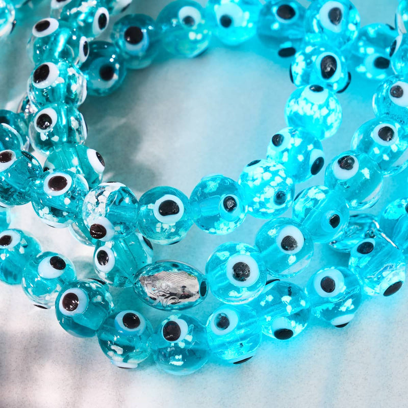 Teal | .925 Sterling Silver | Firefly Glass Evil Eye Bracelet