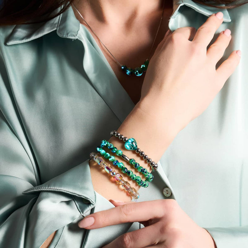 Teal | Firefly Glass Hearts Essence Bracelet