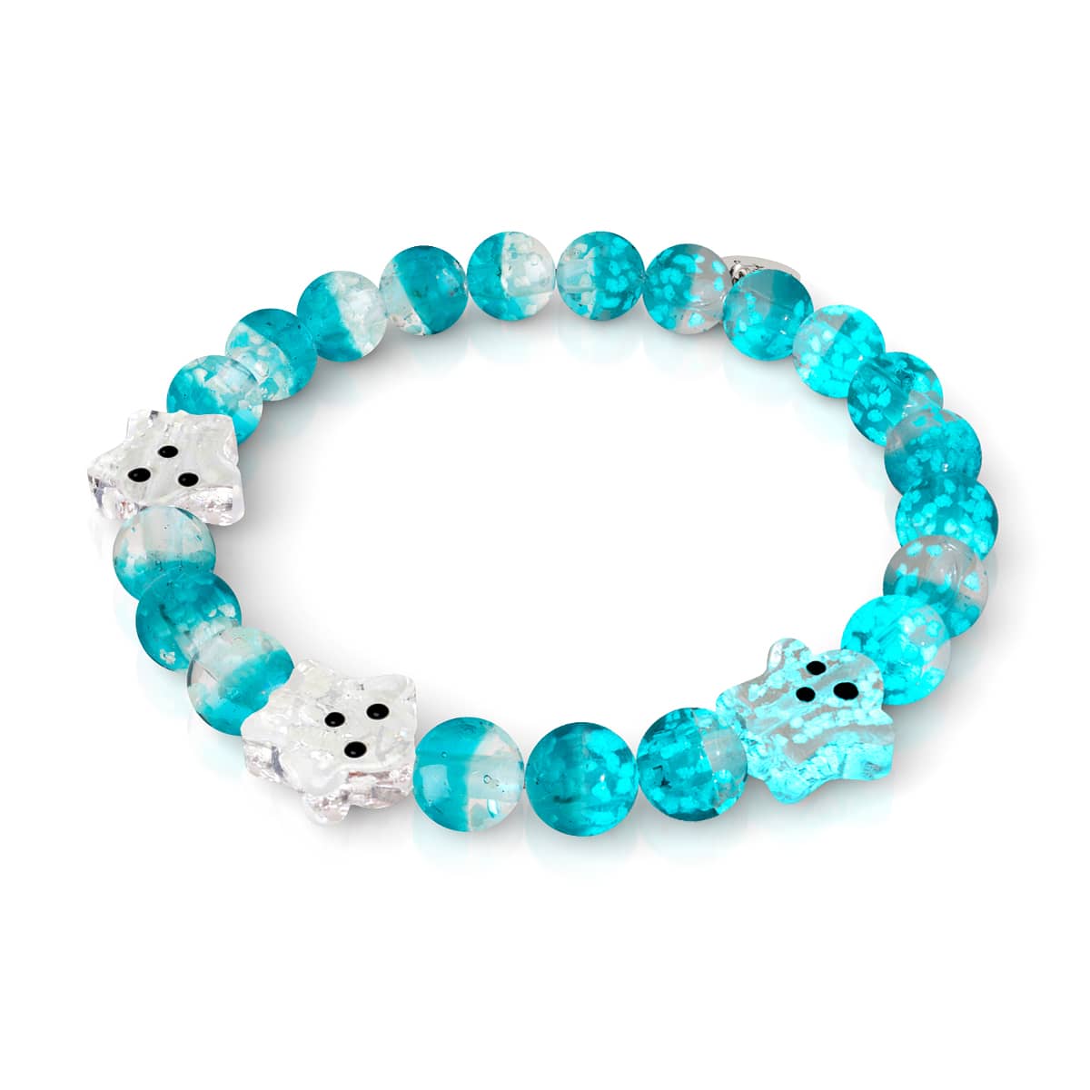 Teal Phantom | Silver | Firefly Glass Ghost Bracelet