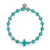Teal | Silver | Firefly Glass Cross Bracelet
