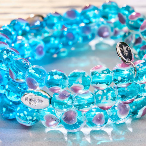 Teal x Pink | .925 Sterling Silver | Firefly Glass Love Bracelet