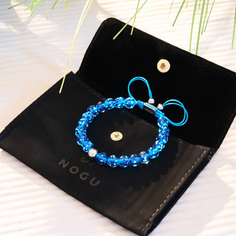 Topaz Flame | Silver | Firefly Glass Macrame Bracelet