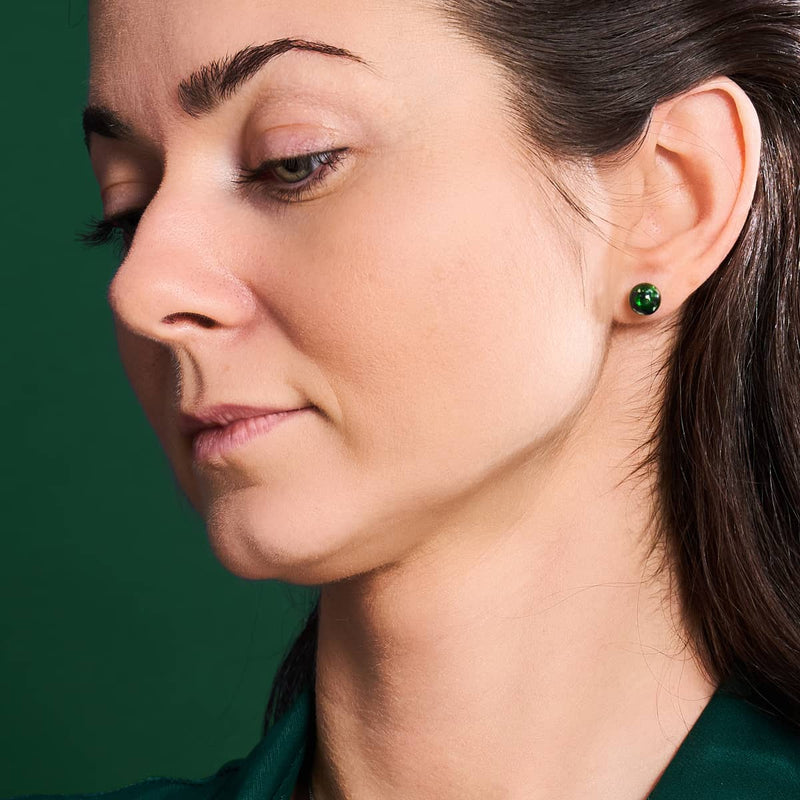 Blue Shamrock | .925 Sterling Silver | Firefly Glass Stud Earrings