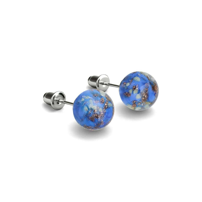 Cobalt | .925 Sterling Silver | Firefly Glass Stud Earrings