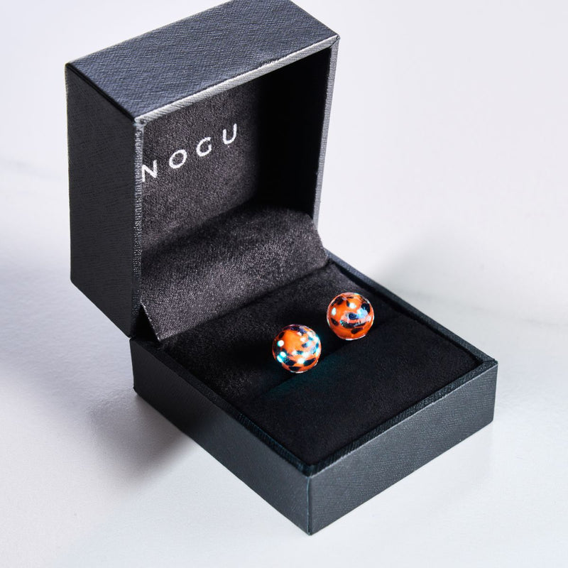 Glowing Ember | .925 Sterling Silver | Firefly Glass Stud Earrings