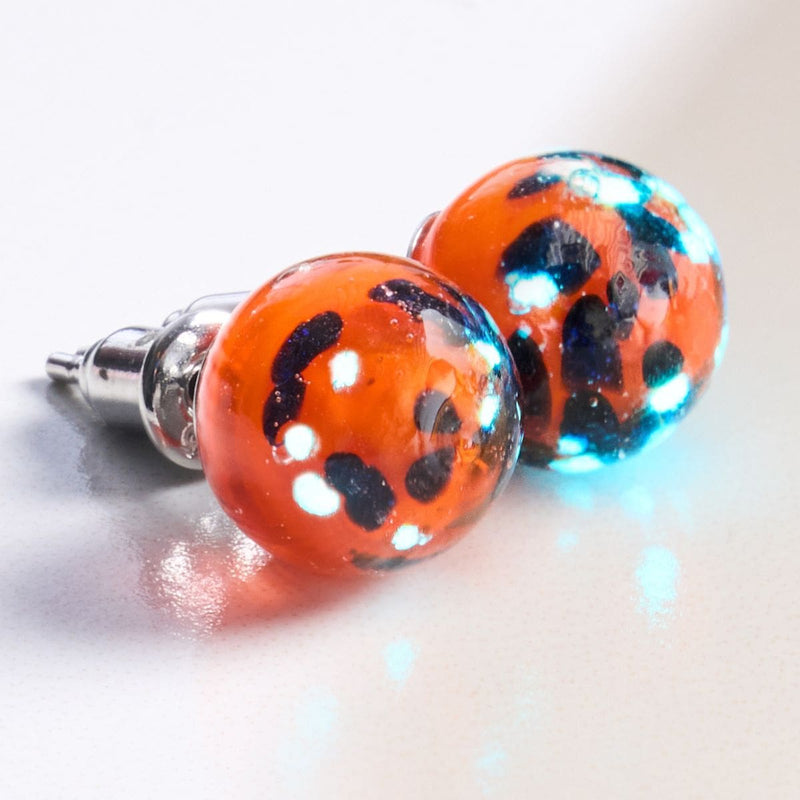 Glowing Ember | .925 Sterling Silver | Firefly Glass Stud Earrings