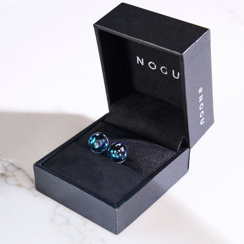 Pitch Black | .925 Sterling Silver | Firefly Glass Stud Earrings