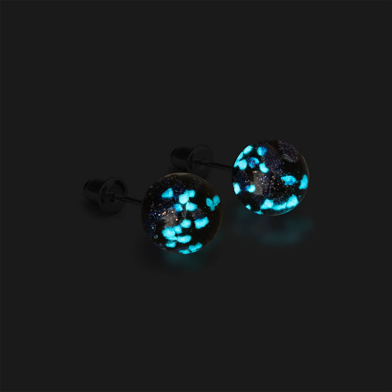 Pitch Black | .925 Sterling Silver | Firefly Glass Stud Earrings