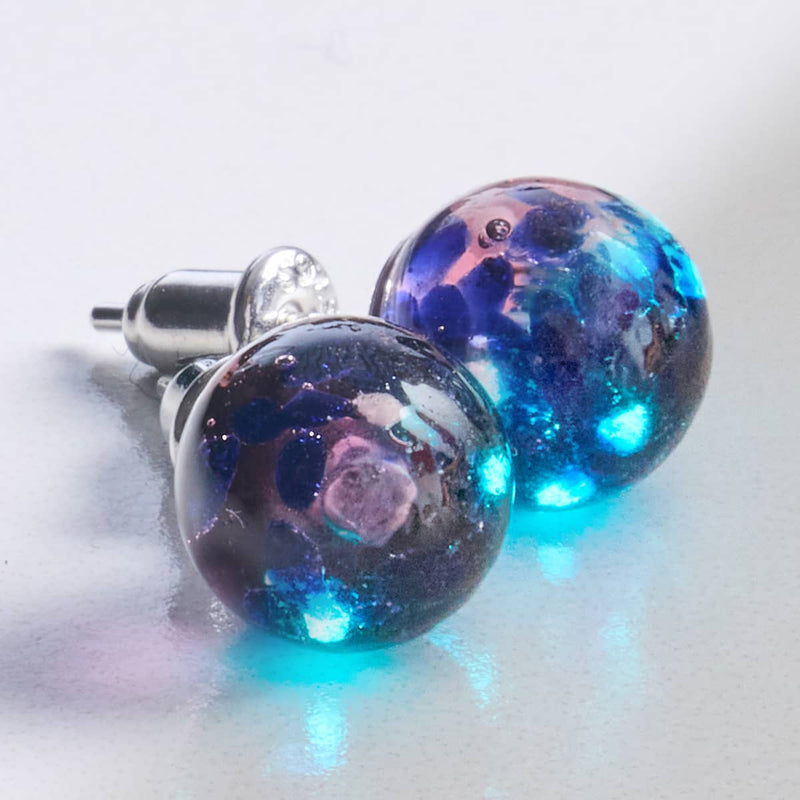 Purple Elixir | .925 Sterling Silver | Firefly Glass Stud Earrings
