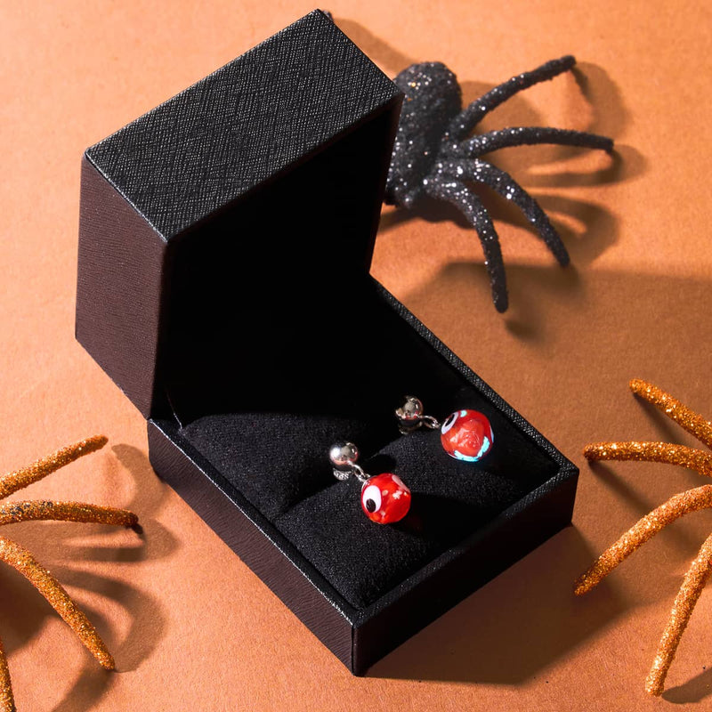 Red | .925 Sterling Silver | Firefly Glass Evil Eye Drop Stud Earrings