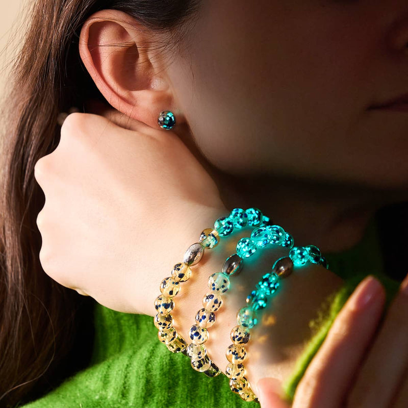 Sandstone Flame | .925 Sterling Silver | Firefly Glass Stud Earrings