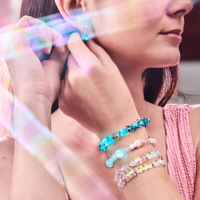 Blush | .925 Sterling Silver | Deluxe Firefly Glass Mushroom Bracelet