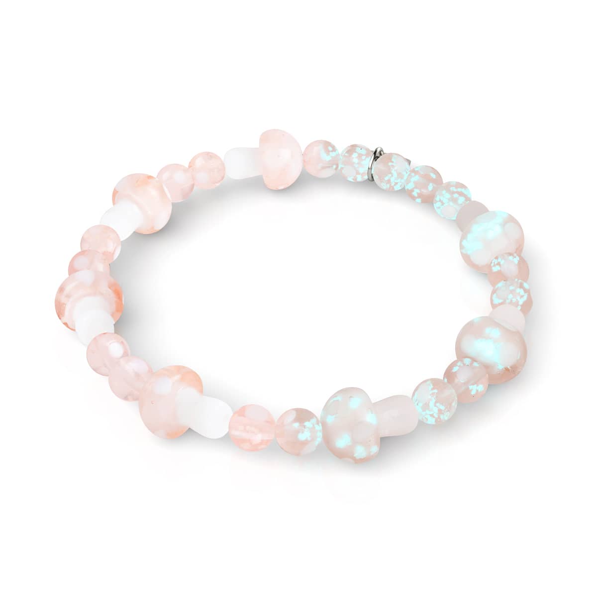 Blush | .925 Sterling Silver | Deluxe Firefly Glass Mushroom Bracelet