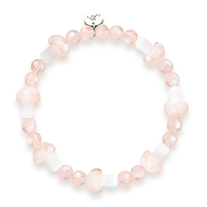 Blush | .925 Sterling Silver | Deluxe Firefly Glass Mushroom Bracelet