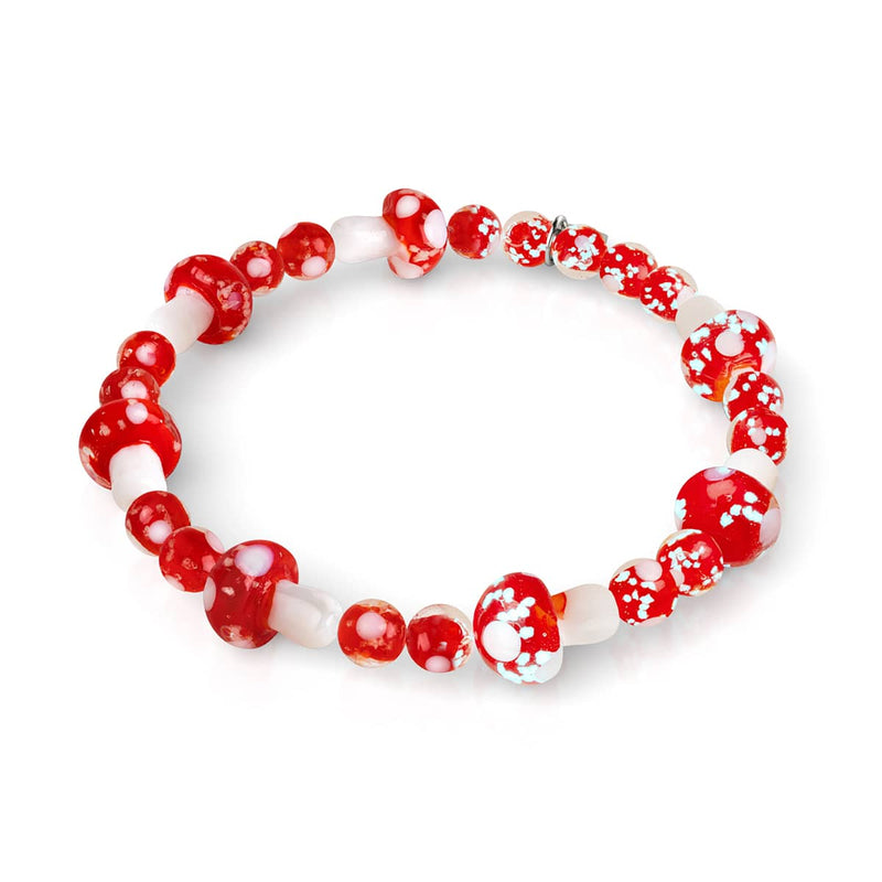 Cardinal | .925 Sterling Silver | Deluxe Firefly Glass Mushroom Bracelet