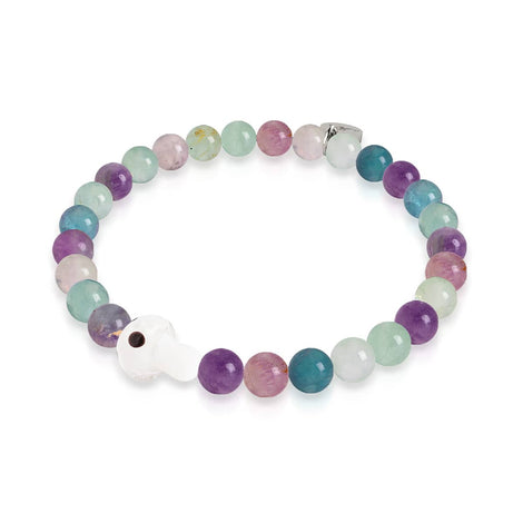 Fluorite | .925 Sterling Silver | Firefly Glass Mushroom Gemstone Bracelet