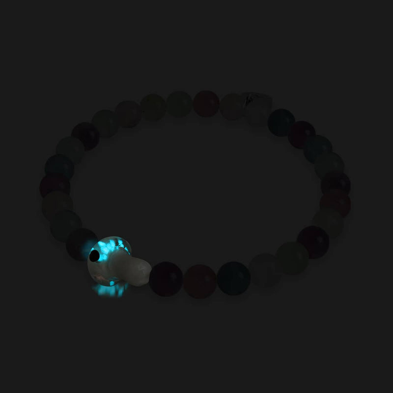 Fluorite | .925 Sterling Silver | Firefly Glass Mushroom Gemstone Bracelet