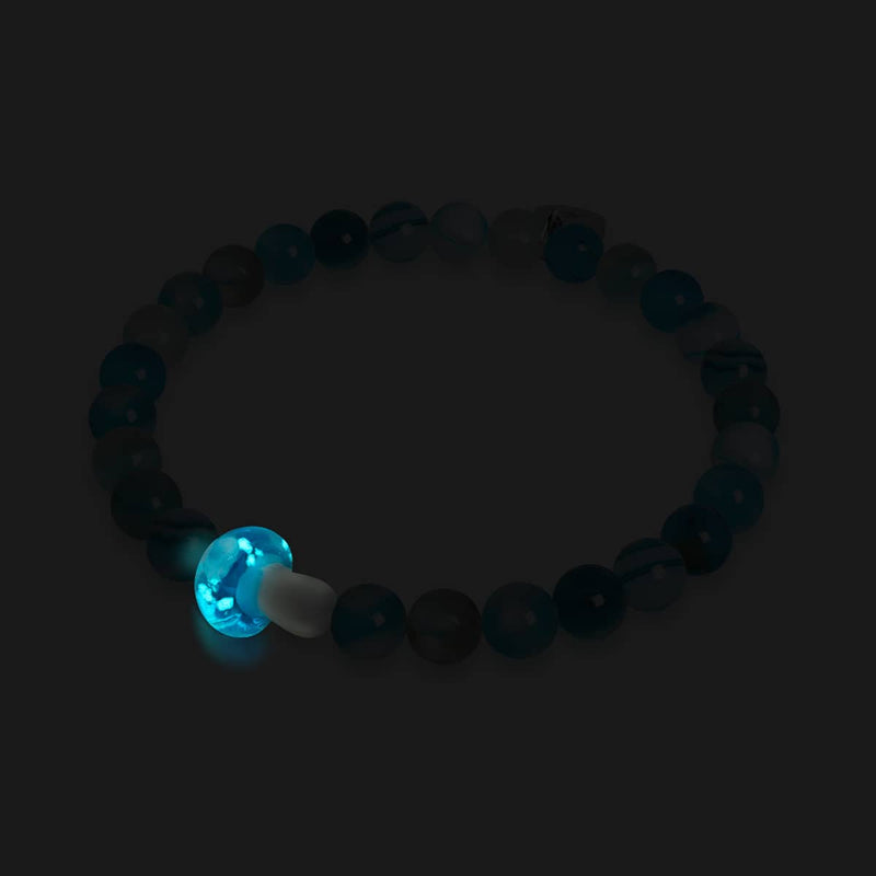 Light Blue Agate | .925 Sterling Silver | Firefly Glass Mushroom Gemstone Bracelet