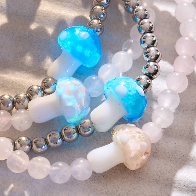 Firefly Glass Mushroom Bracelet 2 Set