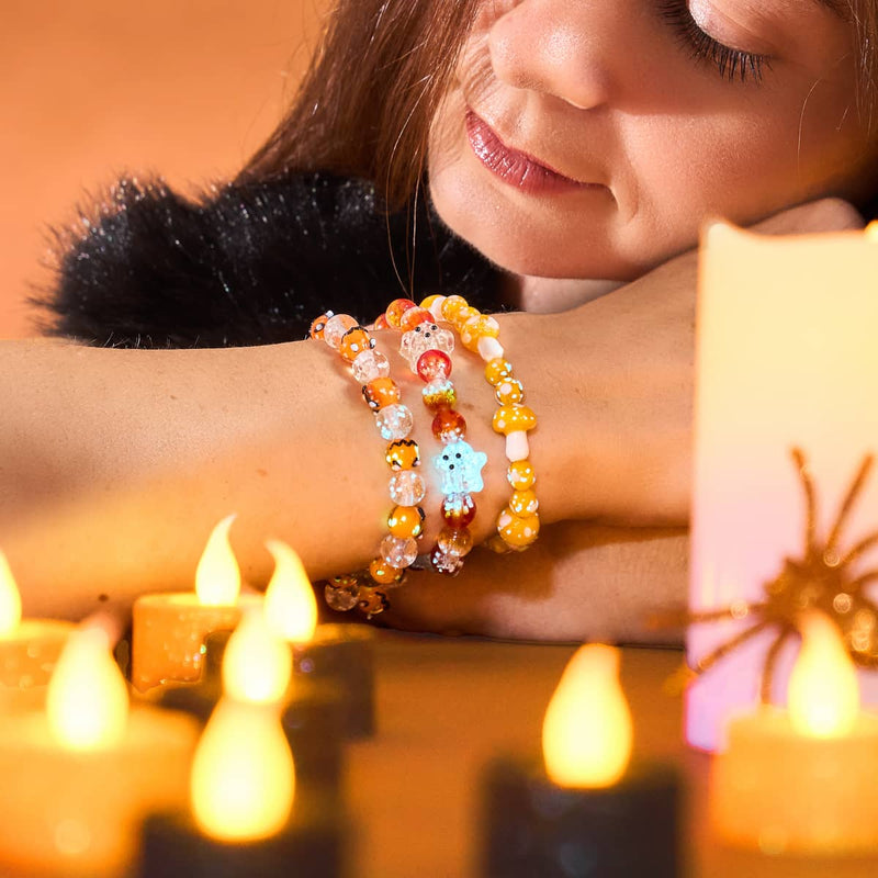 Orange | .925 Sterling Silver | Deluxe Firefly Glass Mushroom Bracelet